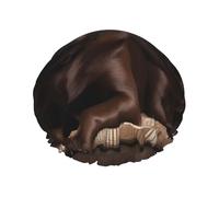 Double Layers Shower Cap For Women, Reusable Elastic Bathing Bath Cap Brown Labrador Retriever Hair Caps Waterproof Ladies Spa Salon Shower Hat Hair Caps