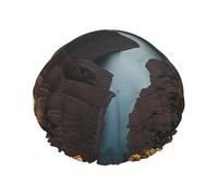 Double Layers Shower Cap For Women, Reusable Elastic Bathing Bath Cap Canyon At Sunset Hair Caps Waterproof Ladies Spa Salon Shower Hat Hair Caps