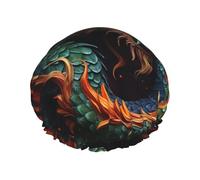 Double Layers Shower Cap For Women, Reusable Elastic Bathing Bath Cap Chinese Dragon Hair Caps Waterproof Ladies Spa Salon Shower Hat Hair Caps