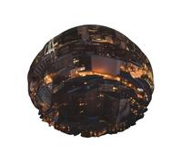 Double Layers Shower Cap For Women, Reusable Elastic Bathing Bath Cap City Seattle Hair Caps Waterproof Ladies Spa Salon Shower Hat Hair Caps