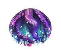 Double Layers Shower Cap For Women, Reusable Elastic Bathing Bath Cap Colorful Octopus Hair Caps Waterproof Ladies Spa Salon Shower Hat Hair Caps