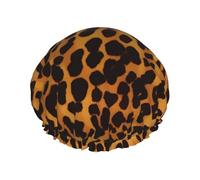 Double Layers Shower Cap For Women, Reusable Elastic Bathing Bath Cap Cool Cheetah Leopard Hair Caps Waterproof Ladies Spa Salon Shower Hat Hair Caps