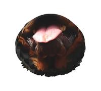 Double Layers Shower Cap For Women, Reusable Elastic Bathing Bath Cap Cool Rottweiler Dog Art Hair Caps Waterproof Ladies Spa Salon Shower Hat Hair Caps