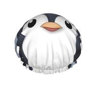Double Layers Shower Cap For Women, Reusable Elastic Bathing Bath Cap Cute Penguin Hair Caps Waterproof Ladies Spa Salon Shower Hat Hair Caps