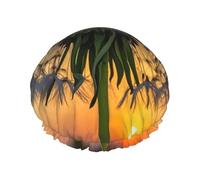 Double Layers Shower Cap For Women, Reusable Elastic Bathing Bath Cap Dandelions At Sunset Hair Caps Waterproof Ladies Spa Salon Shower Hat Hair Caps