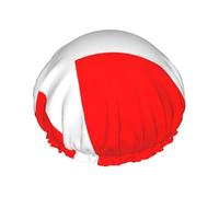 Double Layers Shower Cap For Women, Reusable Elastic Bathing Bath Cap Denmark Danish Flag Hair Caps Waterproof Ladies Spa Salon Shower Hat Hair Caps