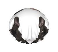 Double Layers Shower Cap For Women, Reusable Elastic Bathing Bath Cap French Bulldog Hair Caps Waterproof Ladies Spa Salon Shower Hat Hair Caps