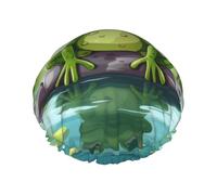 Double Layers Shower Cap For Women, Reusable Elastic Bathing Bath Cap Frog On A Pond Hair Caps Waterproof Ladies Spa Salon Shower Hat Hair Caps