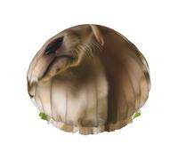 Double Layers Shower Cap For Women, Reusable Elastic Bathing Bath Cap Funny Labrador Puppy Dog Hair Caps Waterproof Ladies Spa Salon Shower Hat Hair Caps