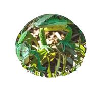 Double Layers Shower Cap For Women, Reusable Elastic Bathing Bath Cap Gecko Lizards Hair Caps Waterproof Ladies Spa Salon Shower Hat Hair Caps
