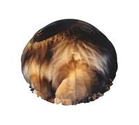 Double Layers Shower Cap For Women, Reusable Elastic Bathing Bath Cap German Shepherd Puppy Hair Caps Waterproof Ladies Spa Salon Shower Hat Hair Caps