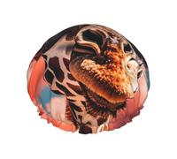 Double Layers Shower Cap For Women, Reusable Elastic Bathing Bath Cap Giraffe Wearing Sunglasses Hair Caps Waterproof Ladies Spa Salon Shower Hat Hair Caps