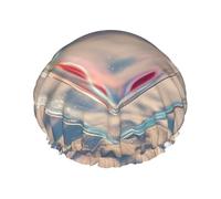 Double Layers Shower Cap For Women, Reusable Elastic Bathing Bath Cap Glass Heart Shape Hair Caps Waterproof Ladies Spa Salon Shower Hat Hair Caps