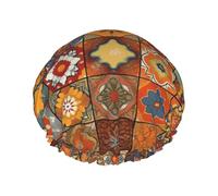 Double Layers Shower Cap For Women, Reusable Elastic Bathing Bath Cap Group Of Moroccan Geometric Hair Caps Waterproof Ladies Spa Salon Shower Hat Hair Caps