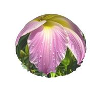 Double Layers Shower Cap For Women, Reusable Elastic Bathing Bath Cap Hawaii Tropical Flower Hair Caps Waterproof Ladies Spa Salon Shower Hat Hair Caps