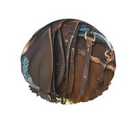 Double Layers Shower Cap For Women, Reusable Elastic Bathing Bath Cap Horse Saddle With A Cowboy Hat Hair Caps Waterproof Ladies Spa Salon Shower Hat Hair Caps