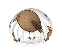 Double Layers Shower Cap For Women, Reusable Elastic Bathing Bath Cap Kiwi Birds Cute Hair Caps Waterproof Ladies Spa Salon Shower Hat Hair Caps