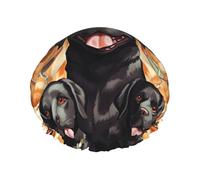 Double Layers Shower Cap For Women, Reusable Elastic Bathing Bath Cap Labrador Retriever Dogs Hair Caps Waterproof Ladies Spa Salon Shower Hat Hair Caps