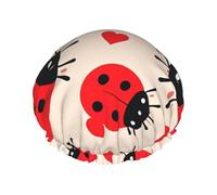Double Layers Shower Cap For Women, Reusable Elastic Bathing Bath Cap Ladybug Hair Caps Waterproof Ladies Spa Salon Shower Hat Hair Caps