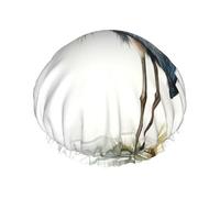 Double Layers Shower Cap For Women, Reusable Elastic Bathing Bath Cap Long-Beaked Heron Hair Caps Waterproof Ladies Spa Salon Shower Hat Hair Caps