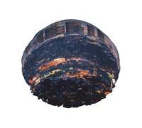 Double Layers Shower Cap For Women, Reusable Elastic Bathing Bath Cap Los Angeles Skyline Hair Caps Waterproof Ladies Spa Salon Shower Hat Hair Caps