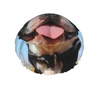 Double Layers Shower Cap For Women, Reusable Elastic Bathing Bath Cap Lovely Boston Terrier Hair Caps Waterproof Ladies Spa Salon Shower Hat Hair Caps