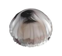 Double Layers Shower Cap For Women, Reusable Elastic Bathing Bath Cap Lovely Maltese Dog Hair Caps Waterproof Ladies Spa Salon Shower Hat Hair Caps
