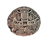 Double Layers Shower Cap For Women, Reusable Elastic Bathing Bath Cap Mayan Calendar End Of The World Hair Caps Waterproof Ladies Spa Salon Shower Hat Hair Caps