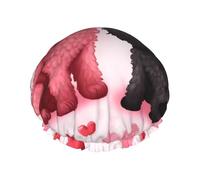 Double Layers Shower Cap For Women, Reusable Elastic Bathing Bath Cap Pink Poodles Dogs Hair Caps Waterproof Ladies Spa Salon Shower Hat Hair Caps