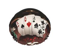 Double Layers Shower Cap For Women, Reusable Elastic Bathing Bath Cap Poker Tournament Hair Caps Waterproof Ladies Spa Salon Shower Hat Hair Caps