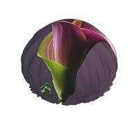 Double Layers Shower Cap For Women, Reusable Elastic Bathing Bath Cap Purple Calla Lily Hair Caps Waterproof Ladies Spa Salon Shower Hat Hair Caps