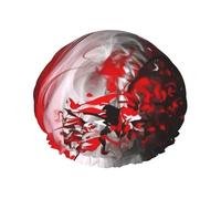 Double Layers Shower Cap For Women, Reusable Elastic Bathing Bath Cap Red Black White Abstract Hair Caps Waterproof Ladies Spa Salon Shower Hat Hair Caps