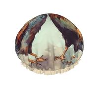 Double Layers Shower Cap For Women, Reusable Elastic Bathing Bath Cap Rooster And Hen Hair Caps Waterproof Ladies Spa Salon Shower Hat Hair Caps