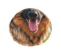 Double Layers Shower Cap For Women, Reusable Elastic Bathing Bath Cap Running German Shepherd Dog Hair Caps Waterproof Ladies Spa Salon Shower Hat Hair Caps