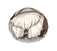Double Layers Shower Cap For Women, Reusable Elastic Bathing Bath Cap Shih Tzu Dog Hair Caps Waterproof Ladies Spa Salon Shower Hat Hair Caps