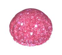 Double Layers Shower Cap For Women, Reusable Elastic Bathing Bath Cap Sparkling Pink Glitter Hair Caps Waterproof Ladies Spa Salon Shower Hat Hair Caps