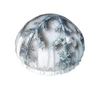 Double Layers Shower Cap For Women, Reusable Elastic Bathing Bath Cap Transparent Snowflake Hair Caps Waterproof Ladies Spa Salon Shower Hat Hair Caps
