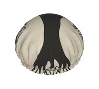 Double Layers Shower Cap For Women, Reusable Elastic Bathing Bath Cap Tree Palestinian Flag Hair Caps Waterproof Ladies Spa Salon Shower Hat Hair Caps