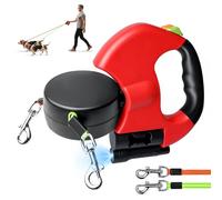 Double Lead for 2 Dogs - 3 Metres, Retractable and Extendable Dog Lead with Light Function, Ergonomic Handle and Reel