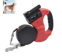 Double Leash for Two Dogs, No Tangle Dual Lead, LED Light and 360° Rotation, Anti-Slip Handle with Reflective Strong Nylon Tape, for Small and Medium Pets Red