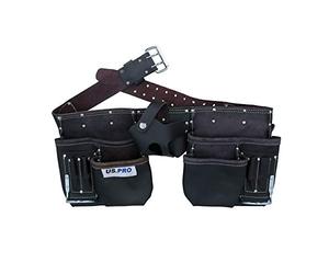 Double Leather Toll Belt Roll Pouch Holder with Adjustable Belt Buckle 11 Pockets