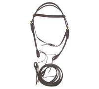 Double leather western riding bridle with reins Lakota