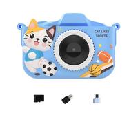 Double Lens Kids Camera 32G Card Reader Adapter Video Auto Focusing Educational Toy Learning Games Design For Children Blue Children Camera