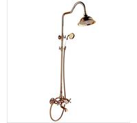 Double Lift Inch Round Top Spray System Copper Hot And Cold Set Brass Shower Faucet 3 Modes Bronze Water Supply