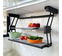 Double Lifting Pull-Down Storage Rack - Folding Shelf for Spices and Dishes, Retractable Drop Down System for High Cabinets