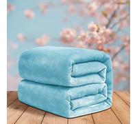 (Double, Light Blue) ThicK Warm Super Soft Large Blanket Faux Fur Fleece Bed ALL Size UK