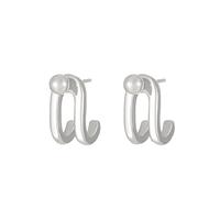 Double Line Back Hanging Earrings For Men And Women Simple C Shaped Ear Hook Earrings Uk Easter Valentine's Day Earring Jewelry (Silver, One Size)