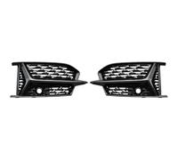 Double Line Front Grille Grills For A6 S6 C8 2018-2024 HONEYCOMB Fog Light Bezel CoverGlossy Black Car Front Bumper Grille Grill Cover(Glossy Black)