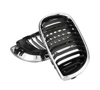 Double Line Front Grille Grills For BMW E46 2002-2005 Pair Chrome Front Center Kidney Hood Grille Grill(Chrome Black)