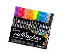 Double Line Glitter Outline Marker Pen with Metallic Lines and Colorful Borders